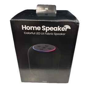 Flash Colorful LED Lit Fabric Speaker 10W Wireless USB-C AUX Black